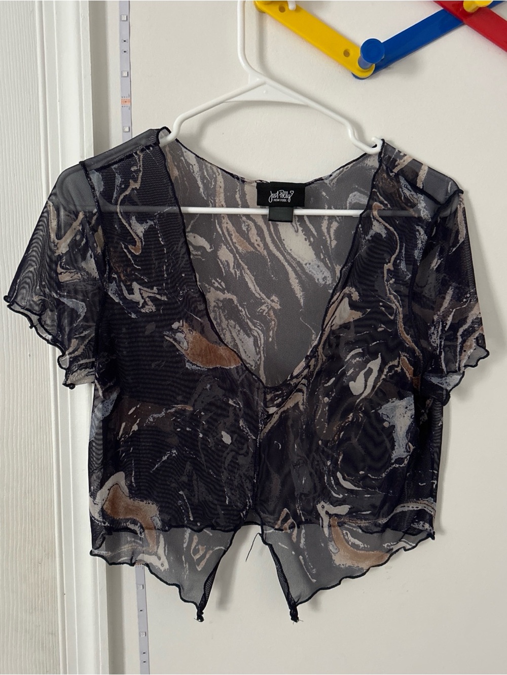 Black Marble Sheer Crop Top